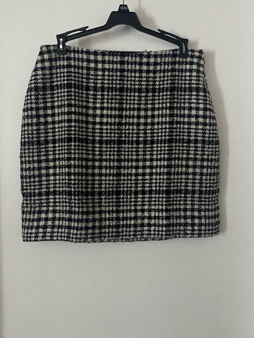 Calvin Klein Black and White Plaid Tweed Skirt